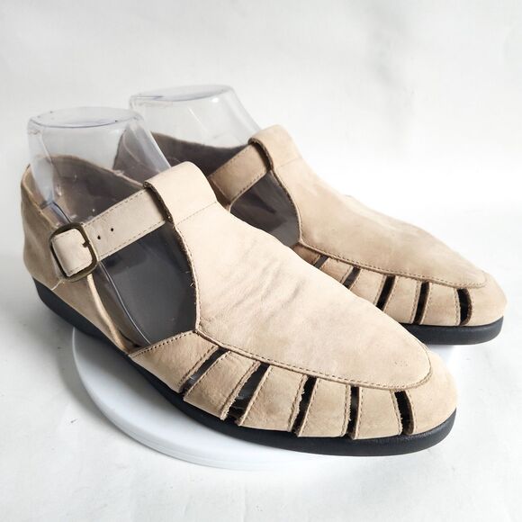 What's What Neutral Woven Comfort Leather Huarache Sandals Flats Womens Size 9 - Picture 1 of 11